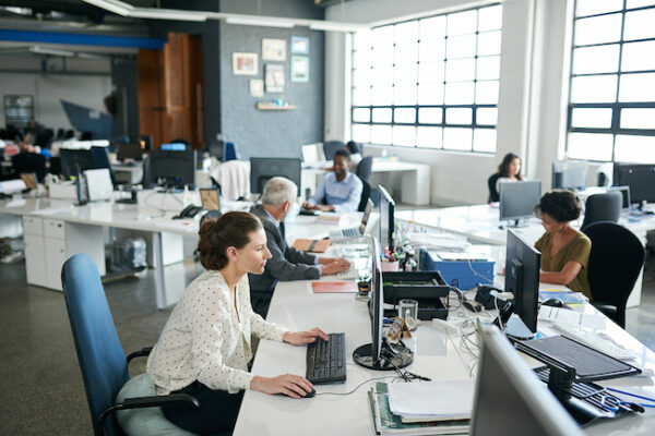 Shot of colleagues working on their computers while sitting in an officehttp://195.154.178.81/DATA/i_collage/pi/shoots/806118.jpg